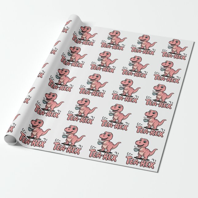 Papel De Presente Cute Tea-Rex Dinossauro Rosa – Beba Feliz! (Desenrolado)