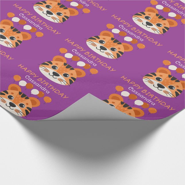 Papel De Presente Cute Tiger Face Balão Nome Puro Aniversário de cri (Ponta)