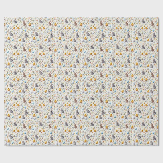 Papel De Presente Cute Tiny Elementos da Páscoa - Coelhinhos, Ovos,  (Aberto)