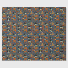 Papel De Presente Cute Tuxedo and Orange Tabby Cats Autumn