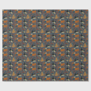 Papel De Presente Cute Tuxedo and Orange Tabby Cats Autumn