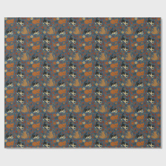 Papel De Presente Cute Tuxedo and Orange Tabby Cats Autumn