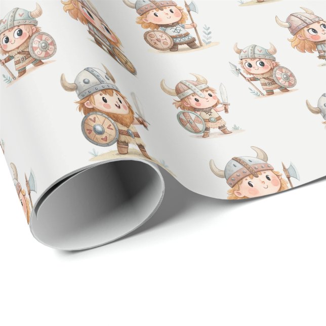 Papel De Presente Cute Viking warriors kids (Ponta do rolo)