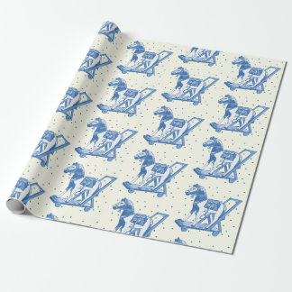 Papel De Presente Cute Vintage Blue Hobby Horse Pattern