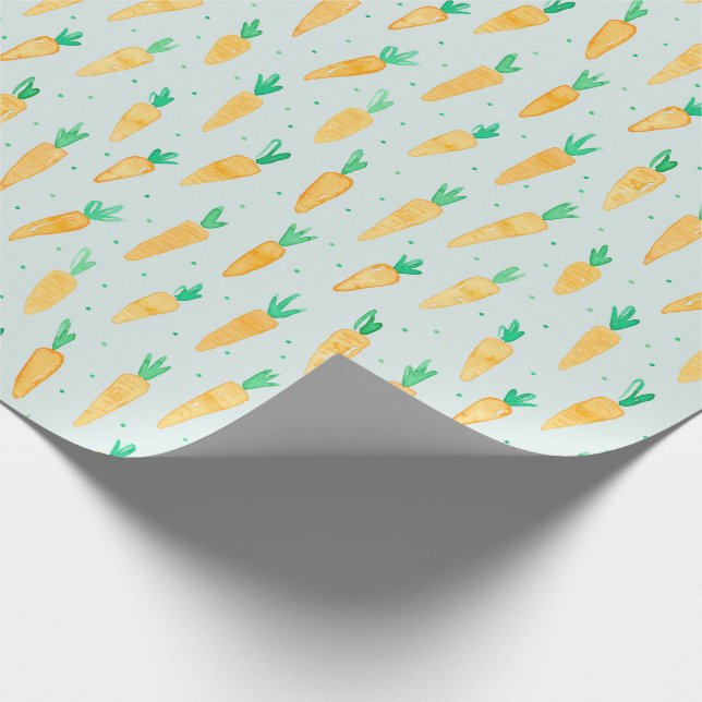 Papel De Presente Cute Watercolor Carrots menta (Ponta)