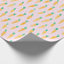 Papel De Presente Cute Watercolor Carrots rosa