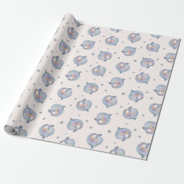 Papel De Presente Cute Watercolor Dolphin and Stars Seamless Pattern