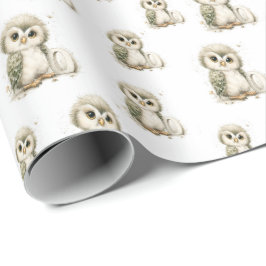 Papel De Presente Cute Watercolour Baby Animals Alphabet Owl