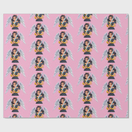 Papel De Presente Cute woman Angel's with open wings and sword