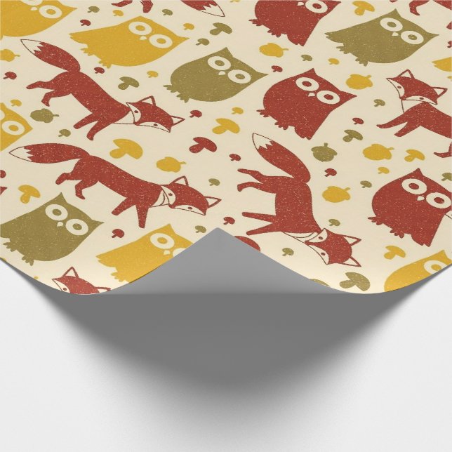 Papel De Presente Cute Woodland Fox & Owl Pattern (Ponta)