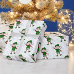 Papel De Presente Cutie Christmas Elf Boy<br><div class="desc">Brincadeira de Natal personalizada com um adorável Elf e flocos de neve</div>