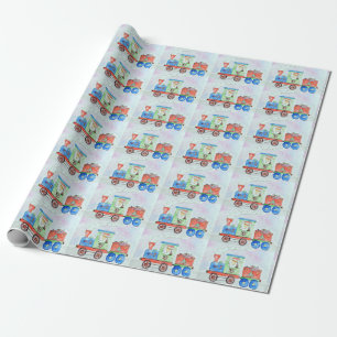 Papel De Presente Cutie em sua pintura aquática de trem de Natal