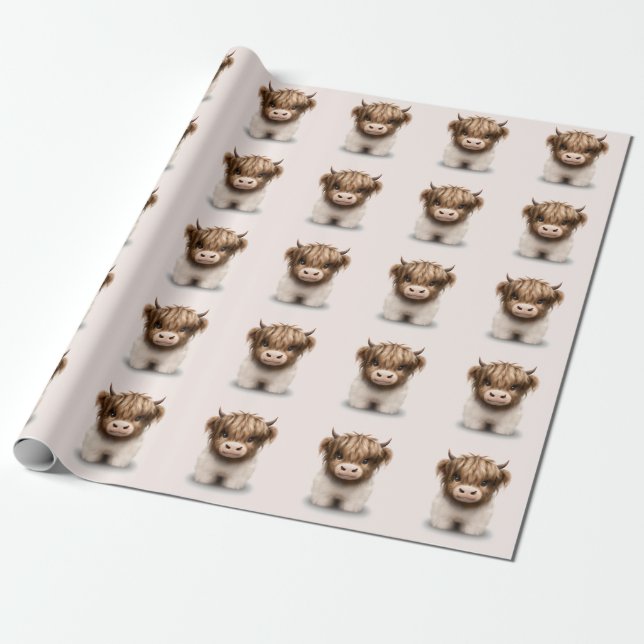 Papel De Presente Cuzal Highlands Scottish Cow (Desenrolado)