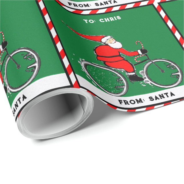 Papel De Presente Cycling Cyclist Holiday Gift (Ponta do rolo)