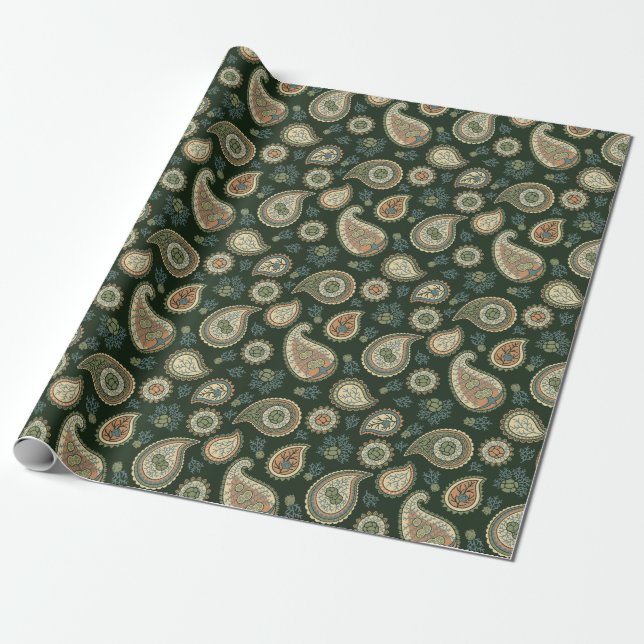 Papel De Presente Cypress Paisley Pattern (Desenrolado)