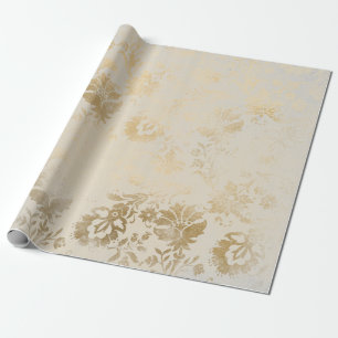 Papel De Presente Da casa de campo floral Dourado do rosa do Sepia
