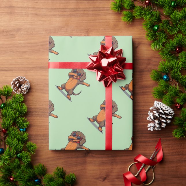 Papel De Presente Dabbing Dachshund (Presente de Natal)