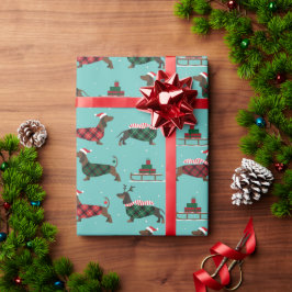 Papel De Presente Dachshances Natal Vestindo Suéter e Santa Hat