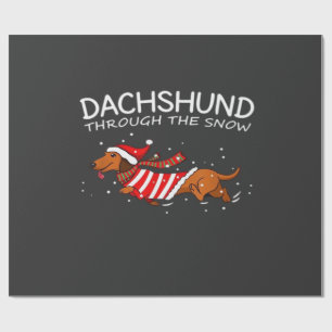 Papel De Presente Dachshund Através Da Neve Cachorro Engraçado Natal