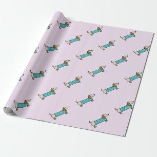 Papel De Presente Dachshund bonito no azul da hortelã