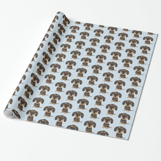 Papel De Presente Dachshund| Cachorro Teckel Cute Patterado (Desenrolado)