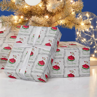 Papel De Presente Dachshund Christmas Caroler