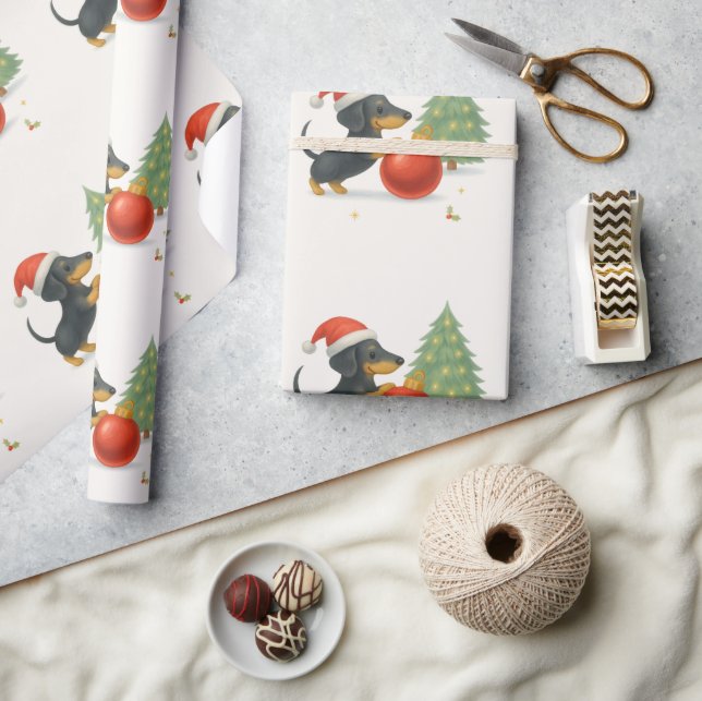 Papel De Presente Dachshund Christmas Wrapping Paper | Dog Lover  (Artesanato)