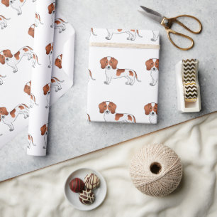 Papel De Presente Dachshund de Capa Lisa Pé Vermelho Padrão de Cacho