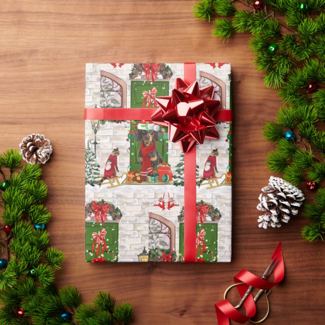 Papel De Presente Dachshund Dog Christmas (Presente de Natal)