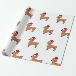 Papel De Presente Dachshund Dog Natal Santa Hat