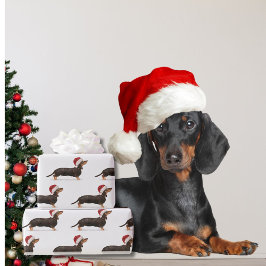 Papel De Presente Dachshund Dog Natal Santa Hat