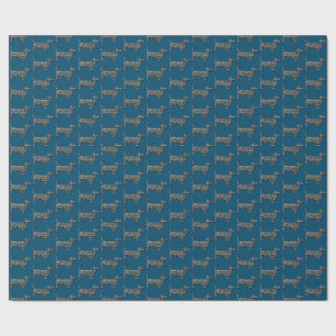 Papel De Presente Dachshund Dog Silhouette Y&B Grid White Gift