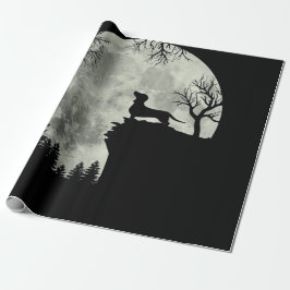 Papel De Presente Dachshund E Lua Halloween