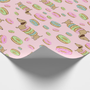 Papel De Presente Dachshund e Rosquinhas Doxie Party Gift Wrap