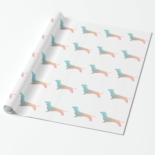 Papel De Presente Dachshund Geométrico Pattern Silhouette (Desenrolado)