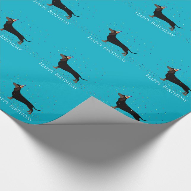 Papel De Presente Dachshund Happy Birthday Design (Ponta)