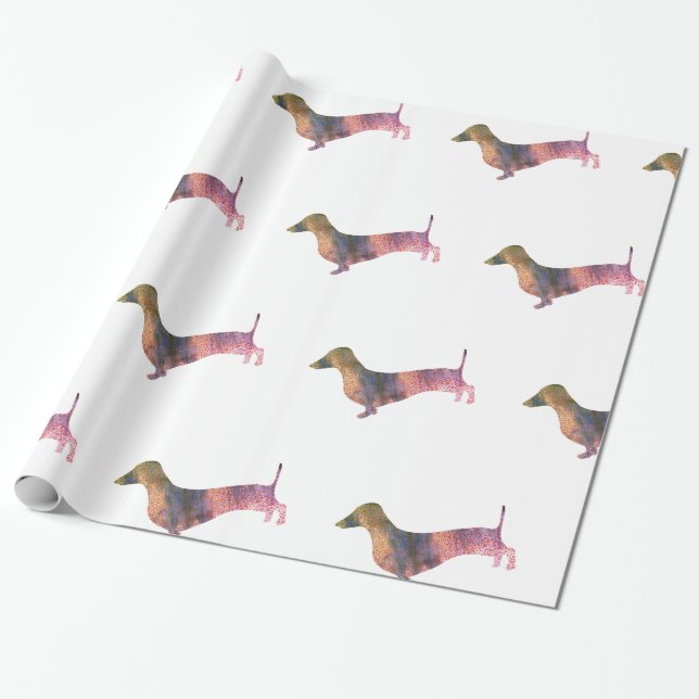 Papel De Presente Dachshund leopardo (Desenrolado)