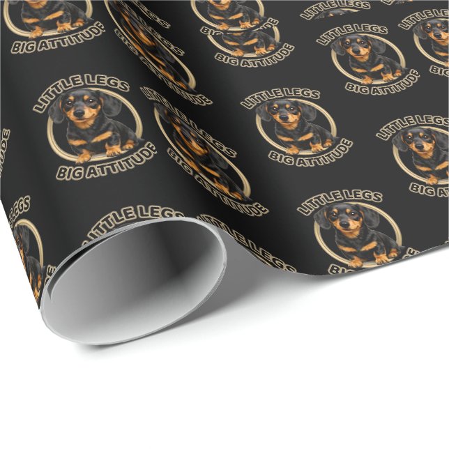 Papel De Presente Dachshund little legs big attitude (Ponta do rolo)