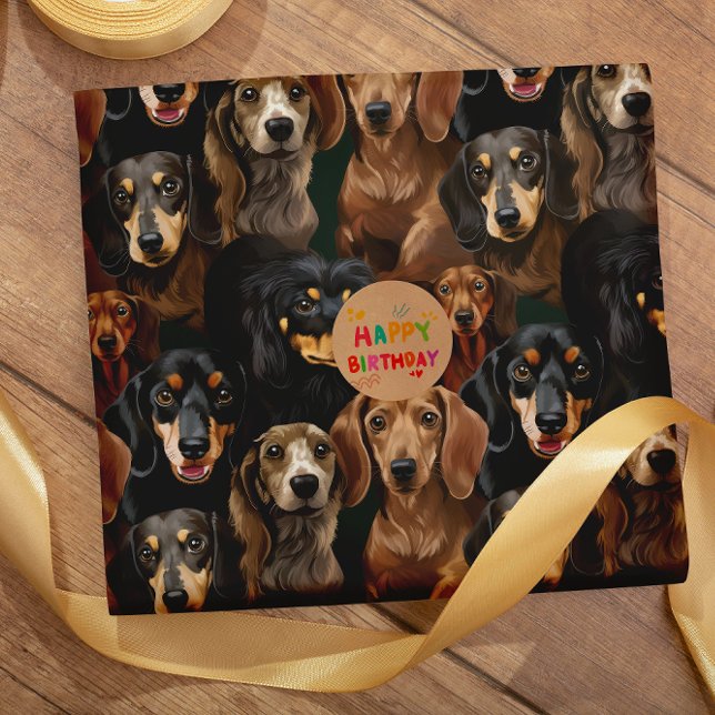 Papel De Presente Dachshund...padrão sem descontinuidades do wiener (Criador carregado)