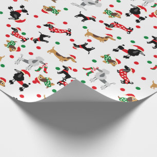 Papel De Presente Dachshund Poodle Dobie Dog Puppy Bright Christmas
