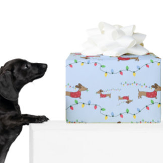 Papel De Presente Dachshund Roubando Luzes De Árvore De Natal Dando 