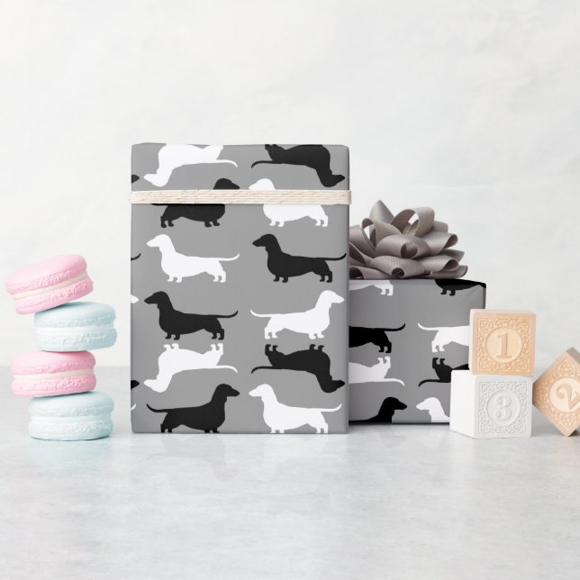 Papel De Presente Dachshund Silhouettes Pattern | Caninos (Chá de bebê)