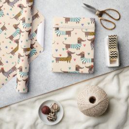 Papel De Presente Dachshunds engraçados em chapéus e suéteres