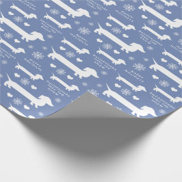 Papel De Presente Dachshunds na neve com Natal dos corações