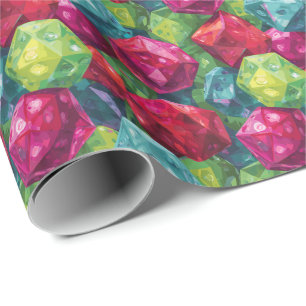 Papel De Presente Dados Poliédricos Coloridos para D&D