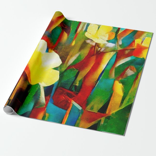 Papel De Presente Daffodils. Abstract floral composition in a cubist (Desenrolado)