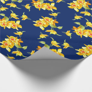 Papel De Presente Daffodils Amarelos em Azul
