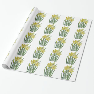 Papel De Presente Daffodils De Aquarela Ilustração De Retrato De F