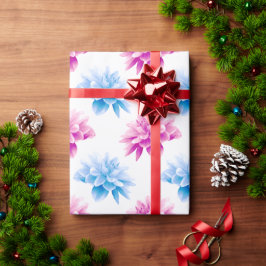 Papel De Presente Dahlia Rosa, Blue Dahla, Floral, Flores