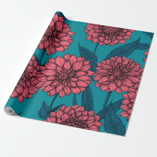 Papel De Presente Dahlias (Desenrolado)